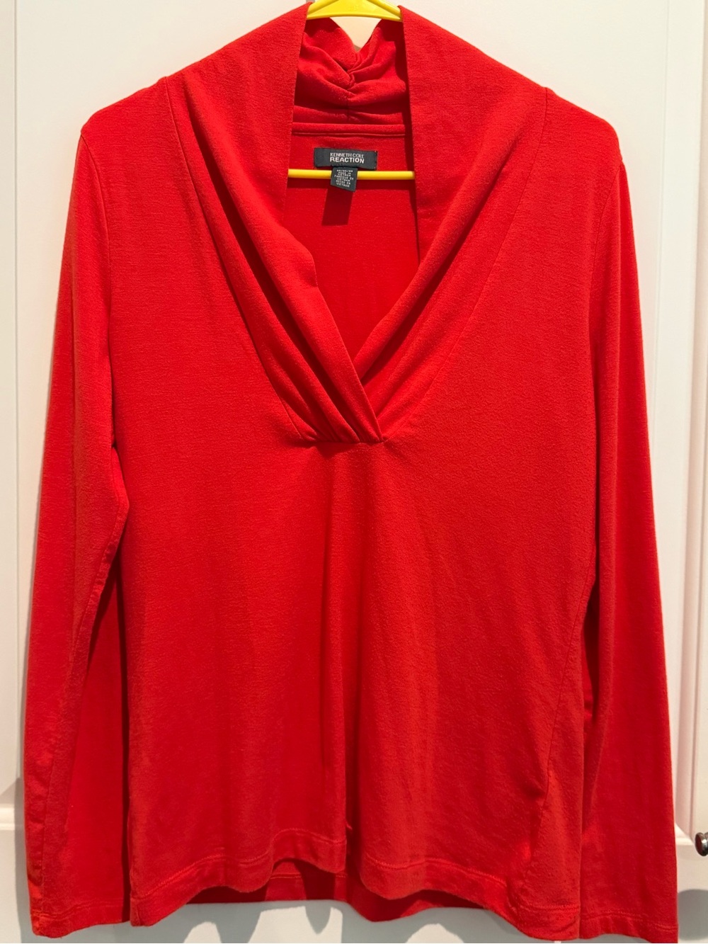 Kenneth Cole Reaction Red Cowl Neck Long Sleeve Sweater